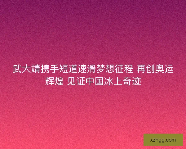 武大靖携手短道速滑梦想征程 再创奥运辉煌 见证中国冰上奇迹